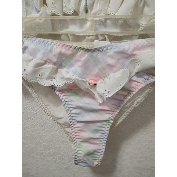 Sabrina By Mervene Ok Intimates 90' Corset Set Multicolor Gingham L/M - Picture 13 of 15